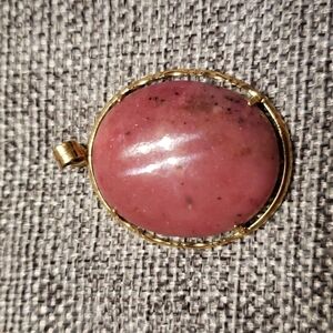Gold Rhodonite cabochon pendant